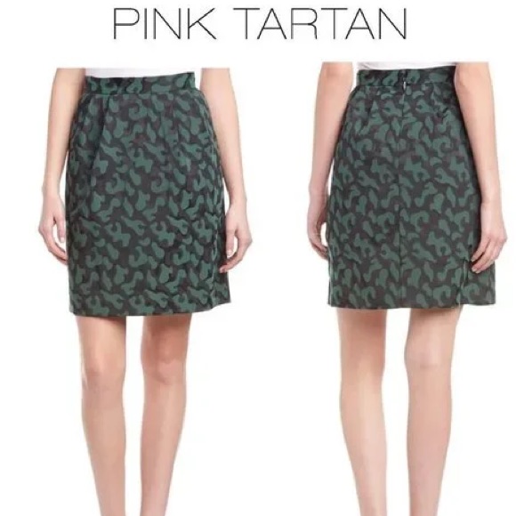 Pink Tartan Green And Black Camo Print A-Line Skirt